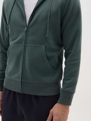 OVS Green Cotton-Blend Zip-Up Hoodie, Regular Fit