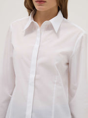 قميص أبيض من OVS بقصة ضيقة ومزيج قطني مع ياقة كلاسيكية وأزرار