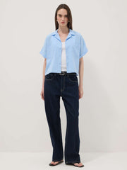 OVS Light Blue Linen And Viscose Blend Shirt, Regular Fit
