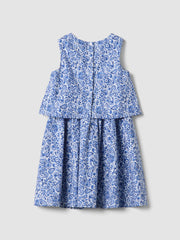 OVS Blue Pure Cotton Mini Dress With Floral Print