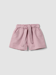 OVS Pink Linen And Cotton Blend Shorts With Belt For Girls, Regular Fit