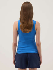OVS Blue Fitted Ribbed Stretch-Cotton Tank Top