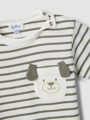 OVS Boys Pure Cotton Multicolour Striped T-Shirt With Dog Pocket