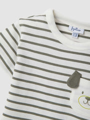 OVS Boys Pure Cotton Multicolour Striped T-Shirt With Dog Pocket