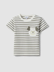 OVS Boys Pure Cotton Multicolour Striped T-Shirt With Dog Pocket