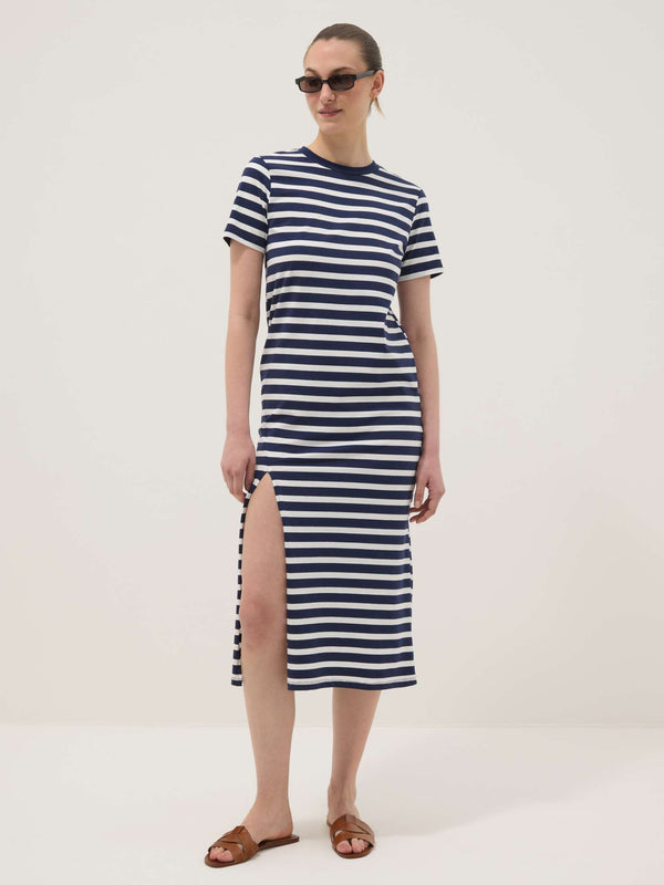 OVS Blue Striped Stretch Cotton Maxi Dress