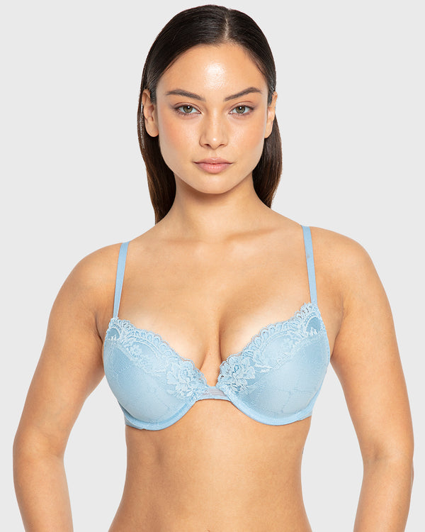 Hs Pu Pl Bc Opulent Lace Ls Mesh Cups Glacier Lake / 34B