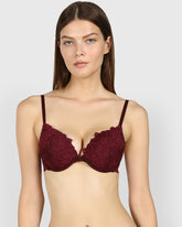 La Senza Double Pushup Plunge Bra Dark Red / 34B