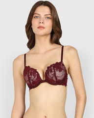 La Senza Gel Padding Plunge Bra Dark Red / 34B