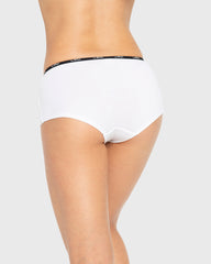 Essentials Boyshort Cotton - Skinny Logo White With Black / M