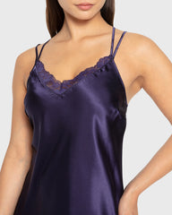 Slip Mid Length Satin W Lavish Lc And Strappy Celestial Sky / M