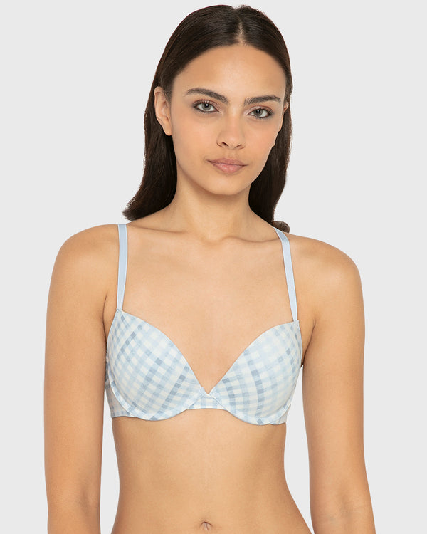 La Senza Smooth Comfort High Leg Bikini Panty in Tuxedo Black Breezy Gingham / 34B