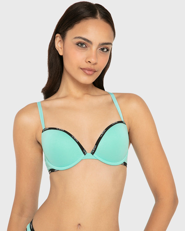 Rx Pu Pl Skinny Logo Ctn Pool Blue With Tuxedo Black / 34B