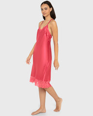 Slip Mid Length Satin W Lavish Lc And Strappy Bk Party Punch / M