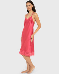 Slip Mid Length Satin W Lavish Lc And Strappy Bk Party Punch / M
