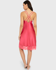 Slip Mid Length Satin W Lavish Lc And Strappy Bk Party Punch / M