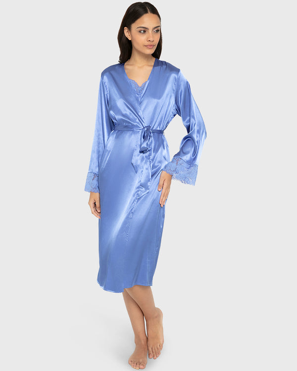 Robe Mid Length Satin W Lavish Lc Wedgewood / S-M