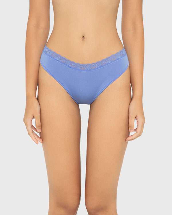 Us Cheeky Thong Modal With Beloved Trim Wedgewood / M