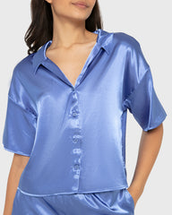 Sleep Satin Top/Short Set Wedgewood / M