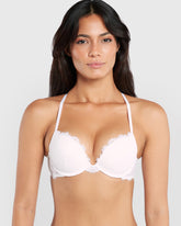 La Senza Sexy Gel Padding Plunge Lace Bra WHITE / 34B
