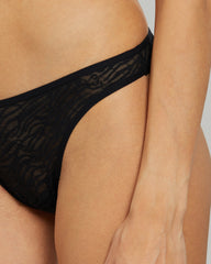 LA SENZA ZEBRA PRINT MESH TRENDY BLACK THONG Black / S
