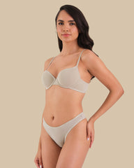 ESSENTIALS SCOOP THONG COTTON - SKINNY LOGO Beige / S