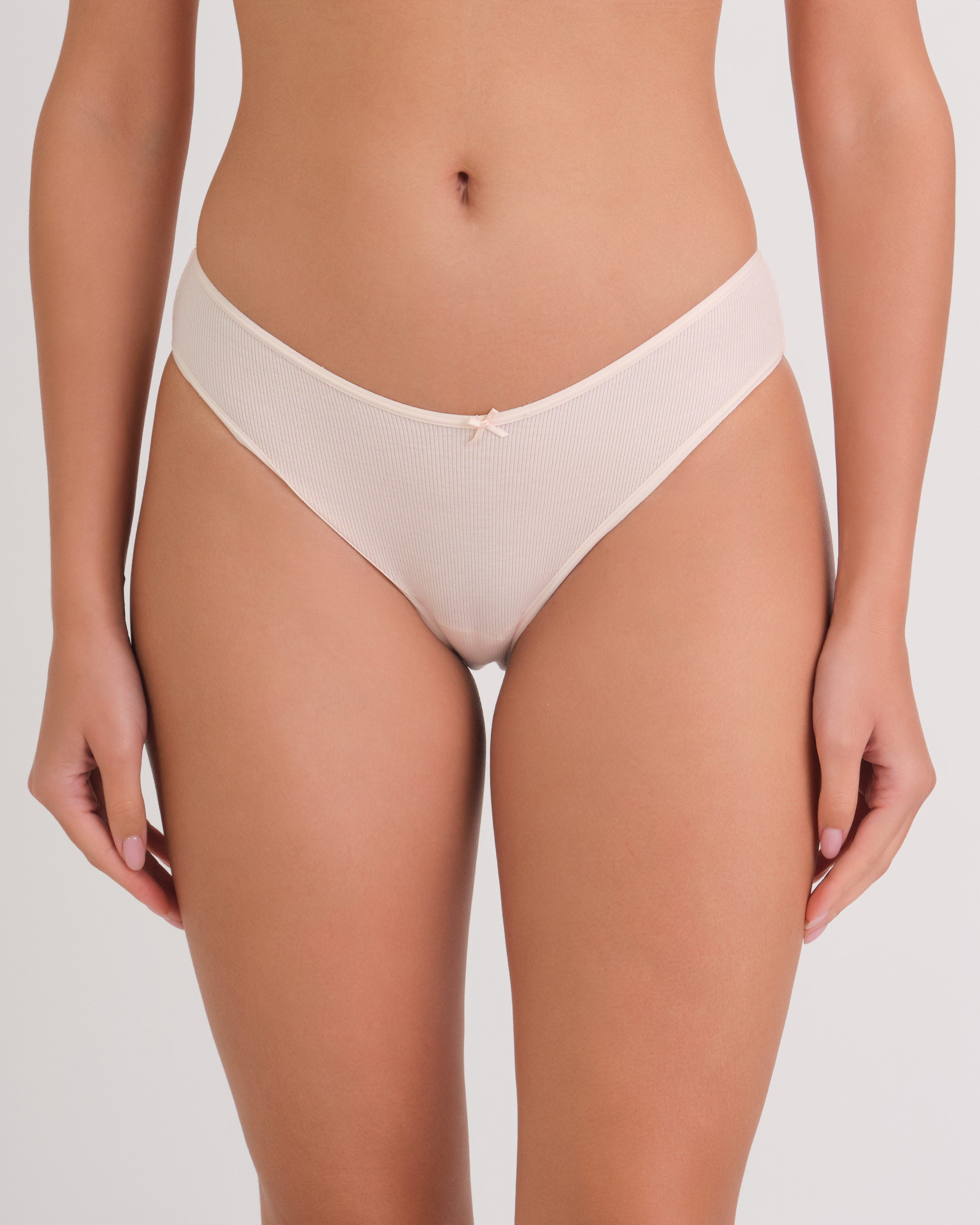 Us Bikini Vwaist Rib W Bow 2X7D / MED