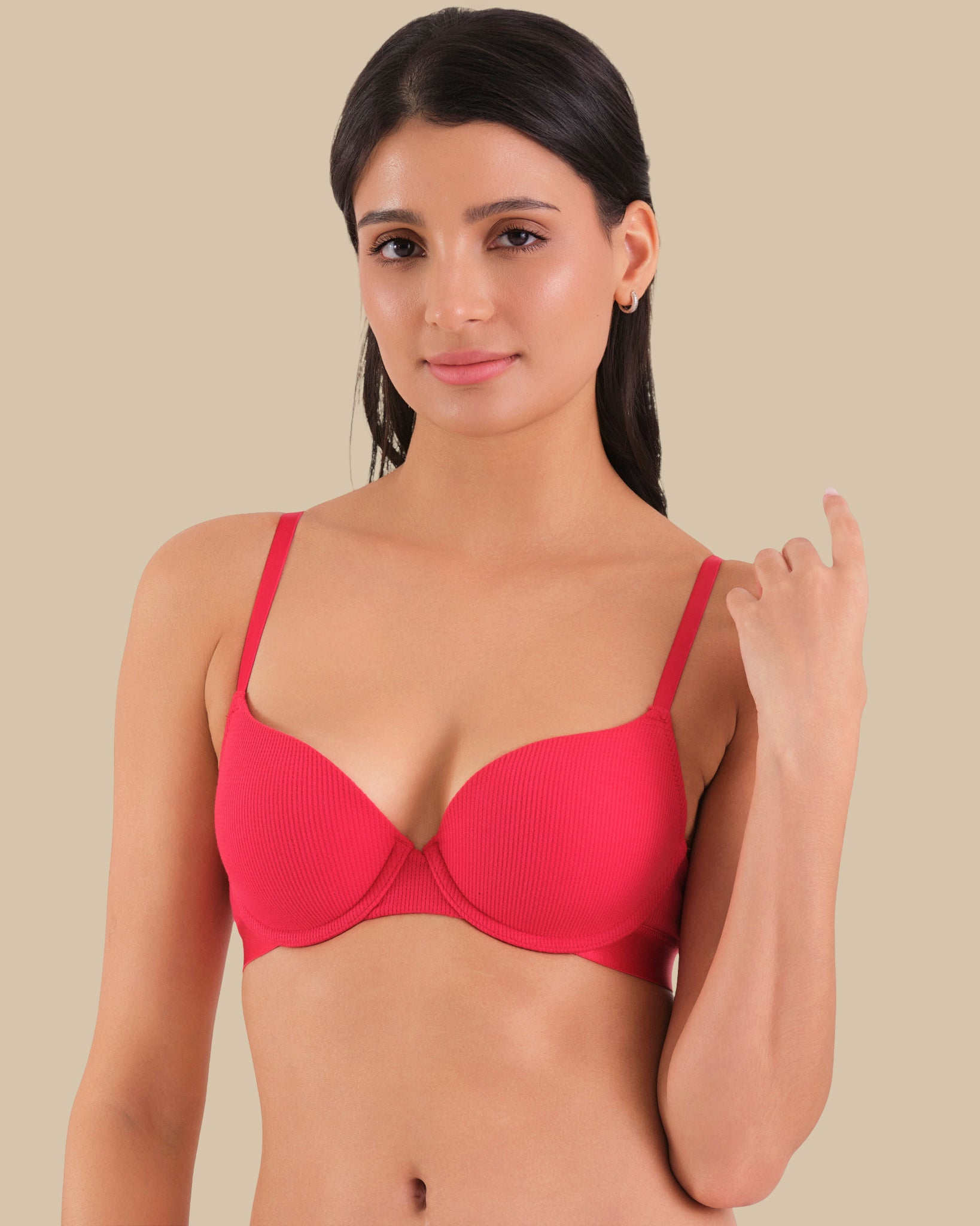 ESSENTIALS LL DEMI- WAFFLE W WIDE BAND Red / 34B ESSENTIALS LL DEMI- WAFFLE W WIDE BAND Red / 34B