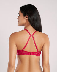 La Senza Lace Sexy Gel Padding Plunge Bra Red / 34B