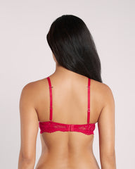 La Senza Lace Sexy Gel Padding Plunge Bra Red / 34B