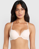La Senza Lace Sexy Double Pushup Plunge Bra White / 34B