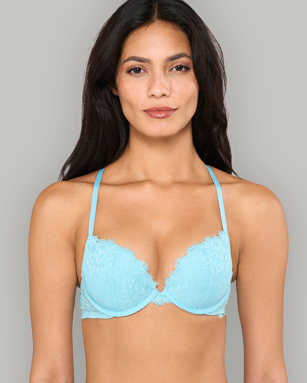 LA SENZA BS PUSH UP PLUNGE AO MONTREAL LACE CORE BRA BLUE / 34B