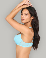 LA SENZA BS PUSH UP PLUNGE AO MONTREAL LACE CORE BRA BLUE / 34B