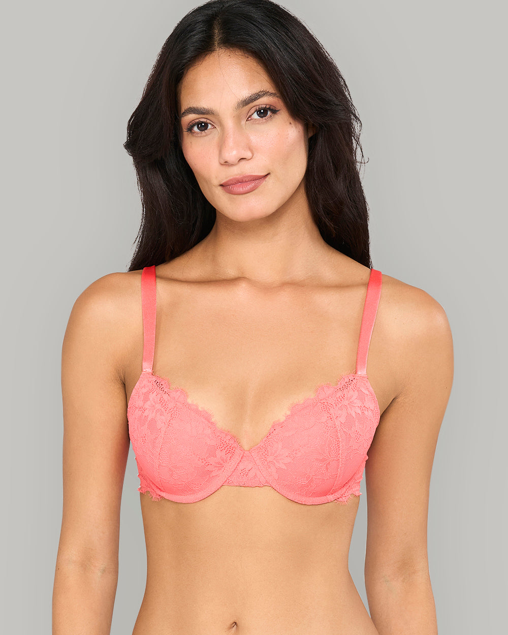 LA SENZA SS LIGHTLY LINED FLC AO MONTREAL LACE CORE BRA RED / 34B