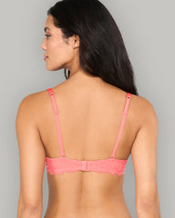 LA SENZA SS LIGHTLY LINED FLC AO MONTREAL LACE CORE BRA RED / 34B