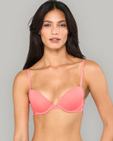 LA SENZA RX PUSH UP PLUNGE KNOCKOUT CDP LOGO COTTON SALMON BRA RED / 34B