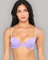 LA SENZA RX PUSH UP PLUNGE KNOCKOUT CDP LOGO COTTON LIGHT BLUE BRA PURPLE / 34B