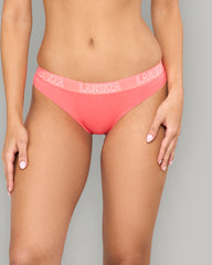 LA SENZA RX THONG KNOCKOUT LOGO SALMON PINK PANTIES RED / S