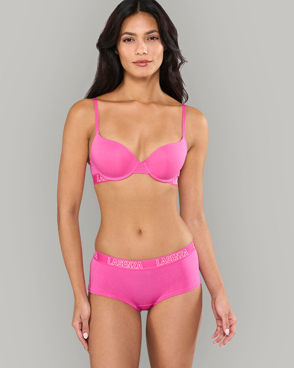LA SENZA ESSENTIALS LL DEMI KNOCKOUT LOGO CTN DRK PINK / 34B LA SENZA ESSENTIALS LL DEMI KNOCKOUT LOGO CTN DRK PINK / 34B
