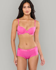 LA SENZA ESSENTIALS LL DEMI KNOCKOUT LOGO CTN DRK PINK / 34B