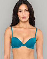 LA SENZA PUSH UP PLUNGE KNOCKOUT LUREX LOGO CTN TEAL / 34B