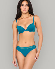 LA SENZA PUSH UP PLUNGE KNOCKOUT LUREX LOGO CTN TEAL / 34B