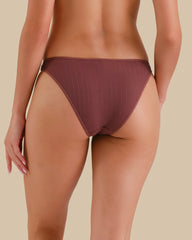 ESSENTIALS BIKINI SEMI SHEER RIB DUSTY CEDAR / S