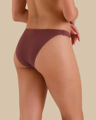 ESSENTIALS BIKINI SEMI SHEER RIB DUSTY CEDAR / S