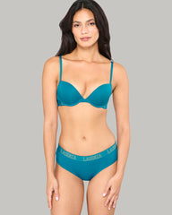 LA SENZA HIPSTER ESSENTIALS – LUREX LOGO WAIST TEAL / S