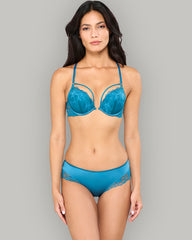 LA SENZA DIVA LOW-RISE CHEEKY PARISIAN AQUA GREEN LACE TEAL / S