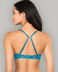 LA SENZA PARISIAN SMOOTH CUP WINGED BRA TEAL / 34B