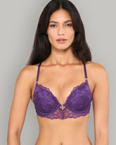 LA SENZA PUSH UP PLUNGE PARISIAN WITH TRINKET CENTRE FRONT PURPLE / 34B