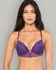 LA SENZA PUSH UP PLUNGE PARISIAN WITH TRINKET CENTRE FRONT PURPLE / 34B