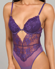 LA SENZA PARISIAN LACE BODYSUIT WITH JEWEL DETAIL PURPLE / S